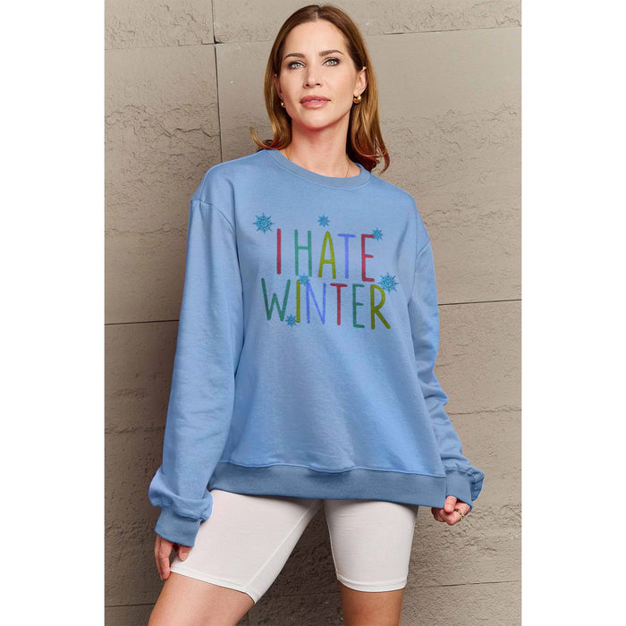 Simply Love I HATE WINTER Dropped Shoulder Sweatshirt