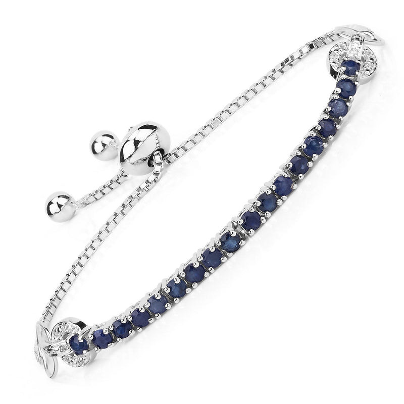 Bids.com 2.41 Carat Genuine Blue Sapphire and White Zircon .925 Sterling Silver Bracelet Bracelets