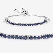 Bids.com 2.41 Carat Genuine Blue Sapphire and White Zircon .925 Sterling Silver Bracelet Bracelets