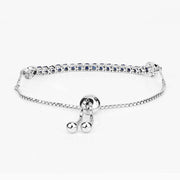 Bids.com 2.41 Carat Genuine Blue Sapphire and White Zircon .925 Sterling Silver Bracelet Bracelets