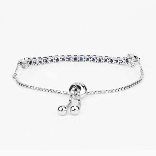 Bids.com 2.41 Carat Genuine Blue Sapphire and White Zircon .925 Sterling Silver Bracelet Bracelets
