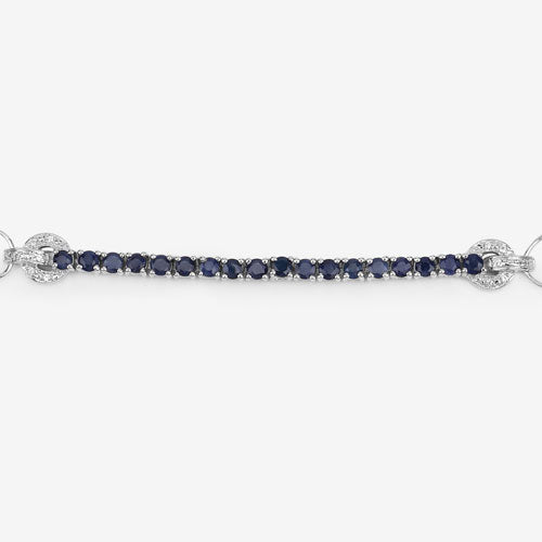 Bids.com 2.41 Carat Genuine Blue Sapphire and White Zircon .925 Sterling Silver Bracelet Bracelets