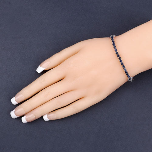 Bids.com 2.41 Carat Genuine Blue Sapphire and White Zircon .925 Sterling Silver Bracelet Bracelets