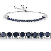 Bids.com 2.41 Carat Genuine Blue Sapphire and White Zircon .925 Sterling Silver Bracelet Bracelets