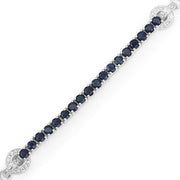 Bids.com 2.41 Carat Genuine Blue Sapphire and White Zircon .925 Sterling Silver Bracelet Bracelets