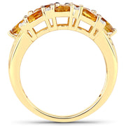 Bids.com 14K Yellow Gold Plated 2.48 Carat Genuine Citrine & White Topaz .925 Sterling Silver Ring Rings