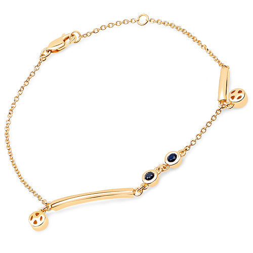 Bids.com 18K Yellow Gold Plated 0.24 Carat Genuine Blue Sapphire .925 Sterling Silver Bracelet Bracelets