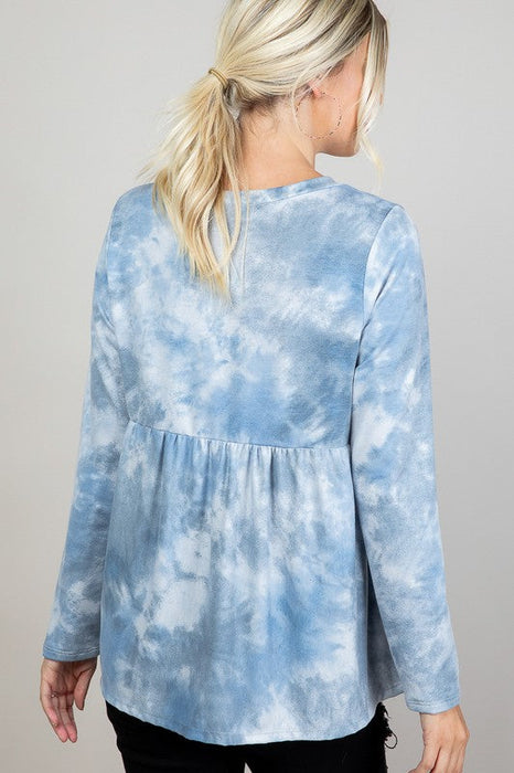 Plus Cloud Tie Dye Babydoll Top