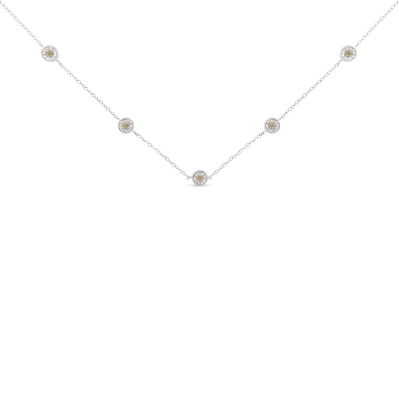 Bids.com Sterling Silver Diamond Station Necklace (1/2 cttw, I-J Color, I1-I2 Clarity) Necklaces