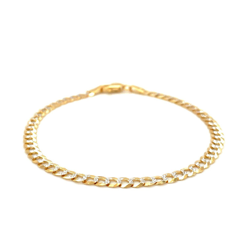 Bids.com 3.6mm 14k Two Tone Gold Pave Curb Bracelet Bracelets