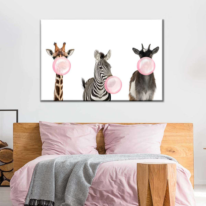 Bubble Gum Safari Animals Wall Art