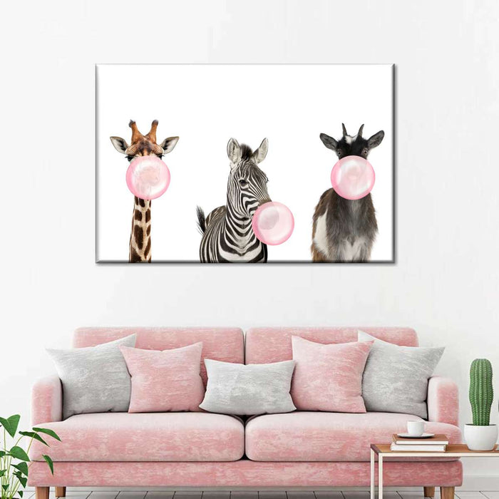 Bubble Gum Safari Animals Wall Art