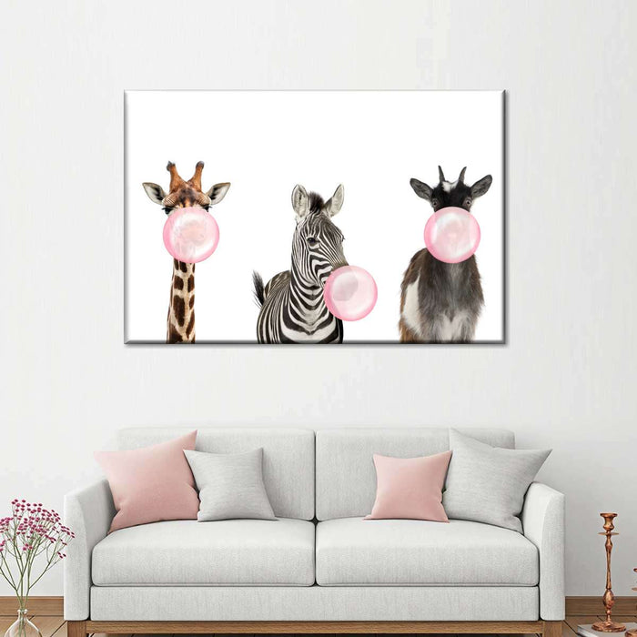 Bubble Gum Safari Animals Wall Art