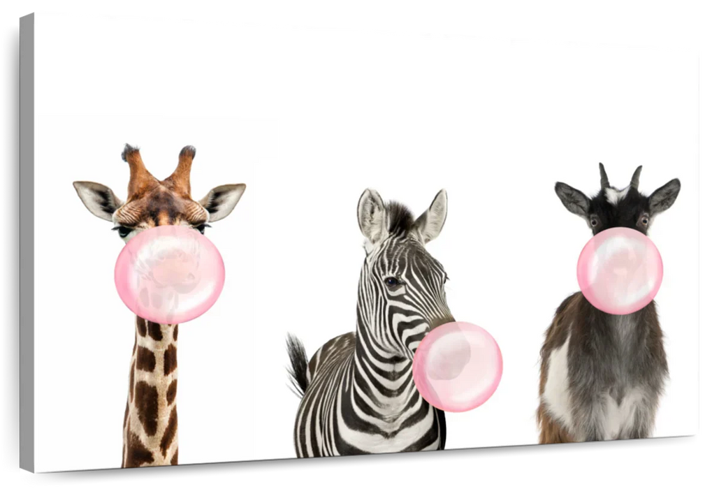 Bubble Gum Safari Animals Wall Art