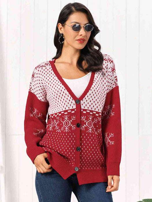 Snowflake Button Down Cardigan by VYSN