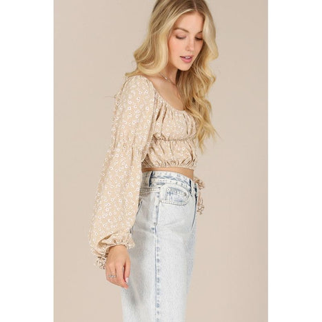 Lilou Square Neck Floral Crop Top