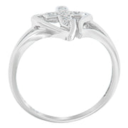 Bids.com 10K White Gold Diamond-Accented Cross & Open Heart Promise Fashion Ring (H-I Color, I1-I2 Clarity) - Size 7 Rings