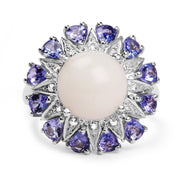 Bids.com 4.25 Carat Genuine Opal, Tanzanite & White Topaz .925 Sterling Silver Ring Rings