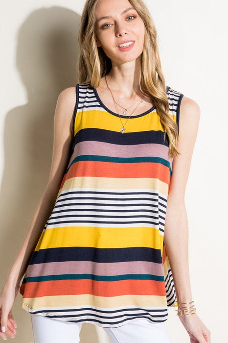 Multi Stripe Jersey Tank Top