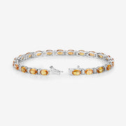 Bids.com 12.33 Carat Genuine Orange Sapphire and White Diamond 14K White Gold Bracelet Bracelets