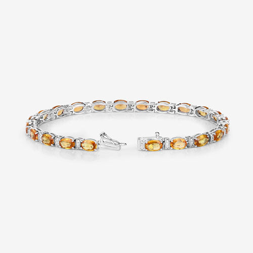 Bids.com 12.33 Carat Genuine Orange Sapphire and White Diamond 14K White Gold Bracelet Bracelets