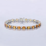 Bids.com 12.33 Carat Genuine Orange Sapphire and White Diamond 14K White Gold Bracelet Bracelets
