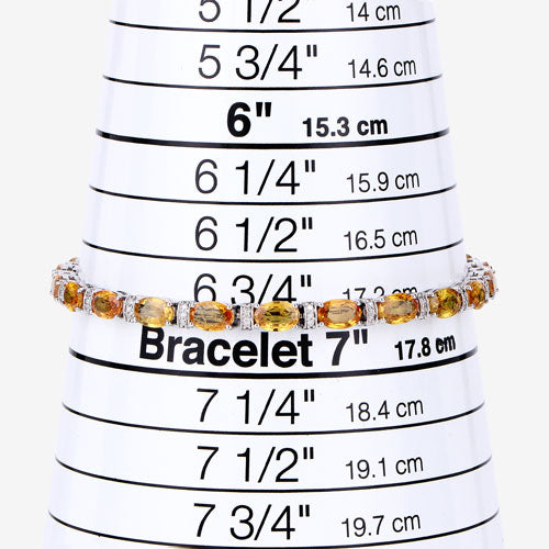 Bids.com 12.33 Carat Genuine Orange Sapphire and White Diamond 14K White Gold Bracelet Bracelets