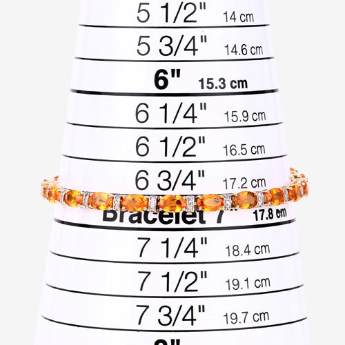 Bids.com 12.33 Carat Genuine Orange Sapphire and White Diamond 14K Yellow Gold Bracelet Bracelets