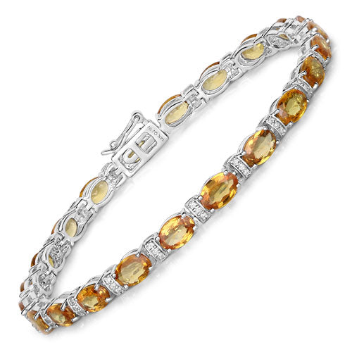 Bids.com 16.73 Carat Genuine Orange Sapphire and White Diamond 14K White Gold Bracelet Bracelets