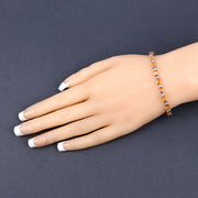 Bids.com 16.73 Carat Genuine Orange Sapphire and White Diamond 14K White Gold Bracelet Bracelets