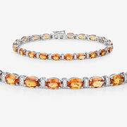 Bids.com 16.73 Carat Genuine Orange Sapphire and White Diamond 14K White Gold Bracelet Bracelets