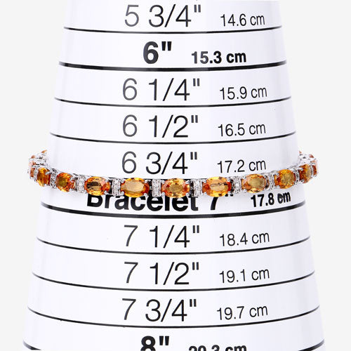 Bids.com 16.73 Carat Genuine Orange Sapphire and White Diamond 14K White Gold Bracelet Bracelets