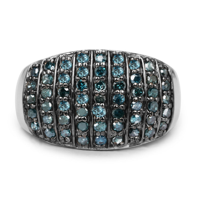 Bids.com 0.83 Carat Genuine Blue Diamond and White Diamond .925 Sterling Silver Ring Rings