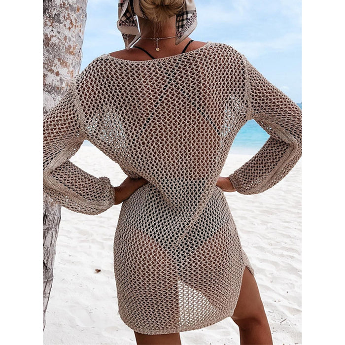 Openwork Tie Neck Cover-Up