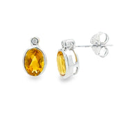 Bids.com .79ct Citrine Diamond Stud Earrings 10KT White Gold Earrings
