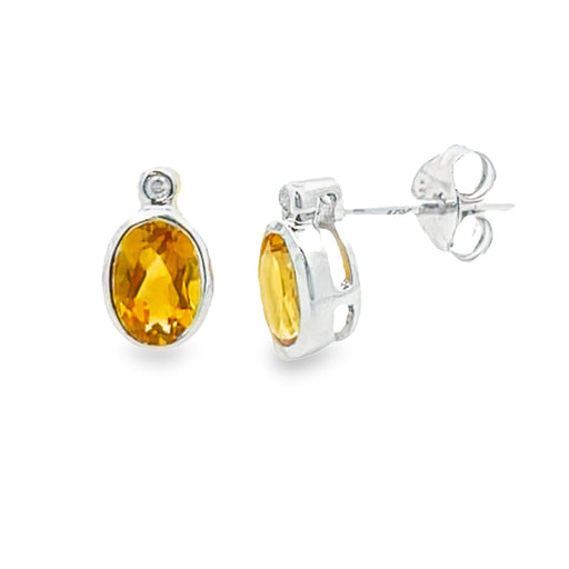 Bids.com .79ct Citrine Diamond Stud Earrings 10KT White Gold Earrings