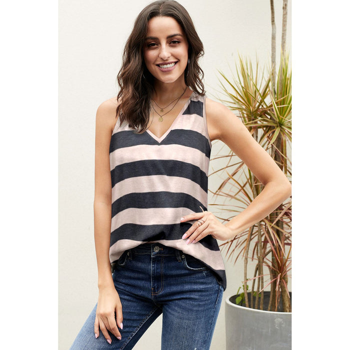 Striped V-Neck Tank