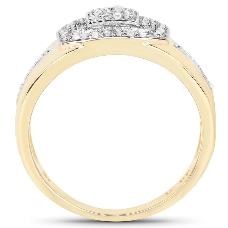 Bids.com 14K Yellow Gold Plated 0.29 Carat Genuine White Diamond .925 Sterling Silver Ring Rings