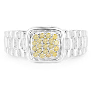Bids.com 0.25 Carat Genuine Yellow Diamond .925 Sterling Silver Ring Rings