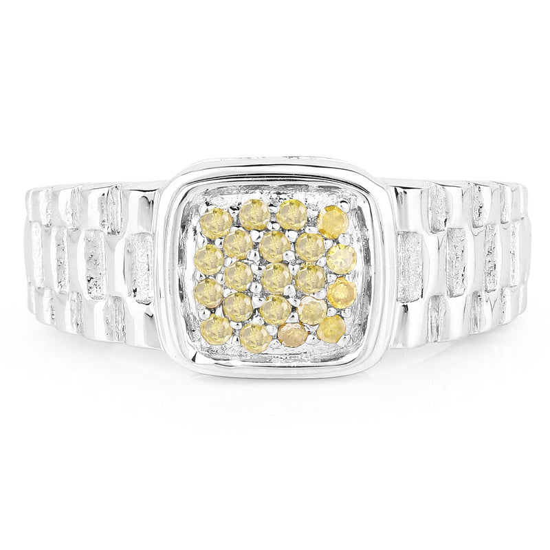Bids.com 0.25 Carat Genuine Yellow Diamond .925 Sterling Silver Ring Rings