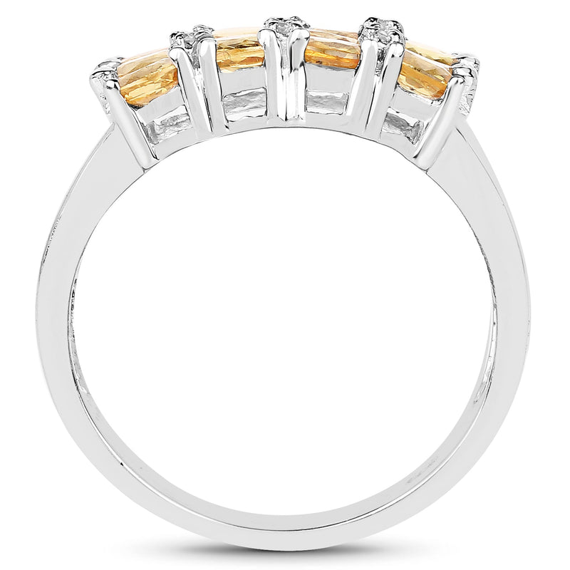 Bids.com 2.67 Carat Genuine Yellow Sapphire and White Diamond .925 Sterling Silver Ring Rings