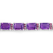 Bids.com 21.84 Carat Genuine Amethyst and Rhodolite Granet .925 Sterling Silver Bracelet Bracelets