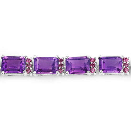 Bids.com 21.84 Carat Genuine Amethyst and Rhodolite Granet .925 Sterling Silver Bracelet Bracelets