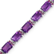 Bids.com 21.84 Carat Genuine Amethyst and Rhodolite Granet .925 Sterling Silver Bracelet Bracelets