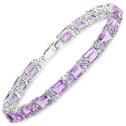 Bids.com 19.19 Carat Genuine Amethyst and Tanzanite .925 Sterling Silver Bracelet Bracelets