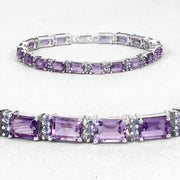 Bids.com 21.84 Carat Genuine Amethyst and Rhodolite Granet .925 Sterling Silver Bracelet Bracelets