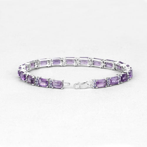 Bids.com 21.84 Carat Genuine Amethyst and Rhodolite Granet .925 Sterling Silver Bracelet Bracelets
