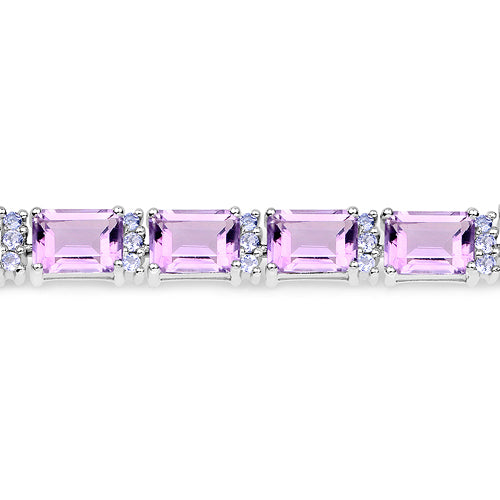Bids.com 19.19 Carat Genuine Amethyst and Tanzanite .925 Sterling Silver Bracelet Bracelets
