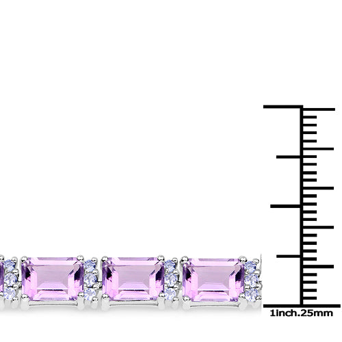 Bids.com 19.19 Carat Genuine Amethyst and Tanzanite .925 Sterling Silver Bracelet Bracelets