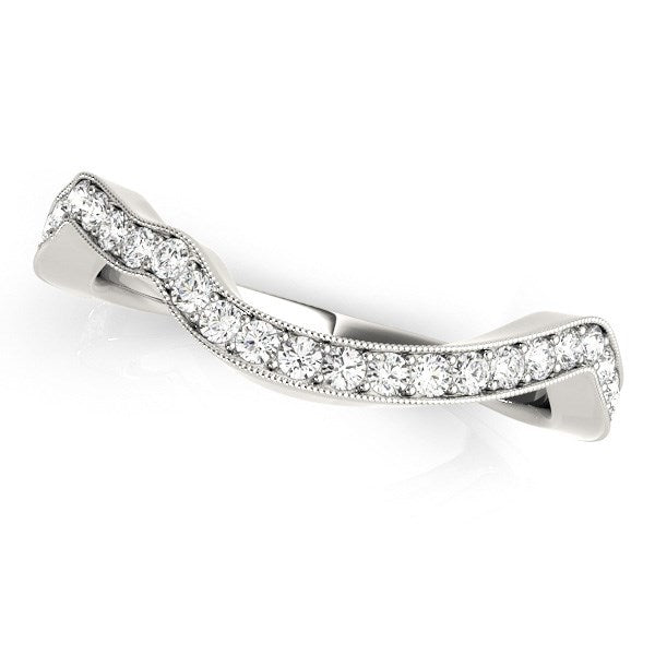 Bids.com 14k White Gold Milgrained Curve Style Diamond Wedding Band (1/5 cttw) Rings